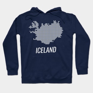 Iceland map in white color on national blue color and black Hoodie
